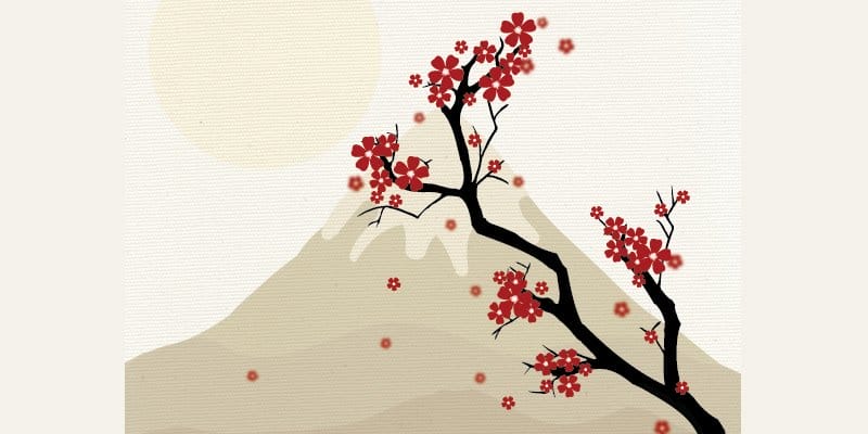 Japanese Cherry Blossom Scene