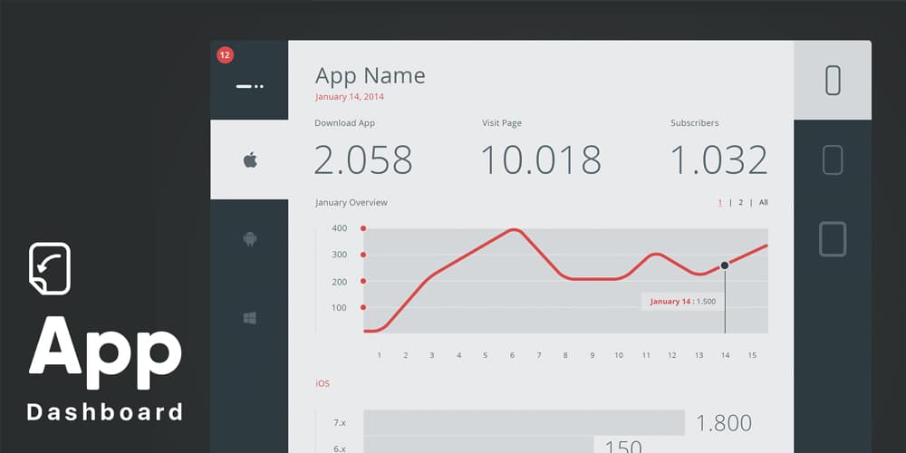 Free Dashboard UI Design PSD 103 App Dashboard