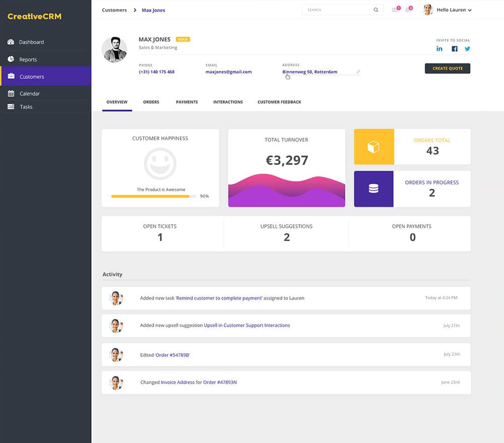 Free Dashboard UI Design PSD 42 CRM Dashboard UI PSD