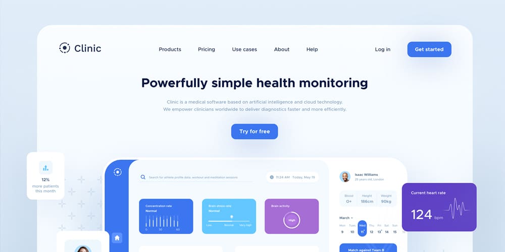 Free Dashboard UI Design PSD 135 Clinic UI Elements