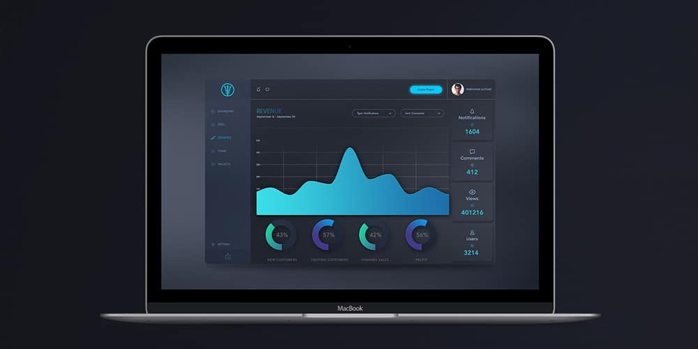 Free Dashboard UI Design PSD 111 Dark Admin Dashboard