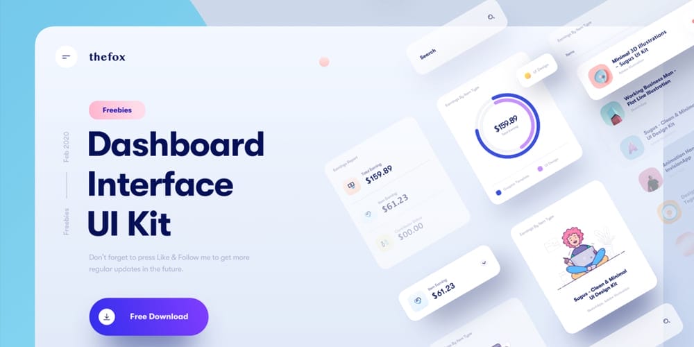 Free Dashboard UI Design PSD 131 Dashboard Interface Elements