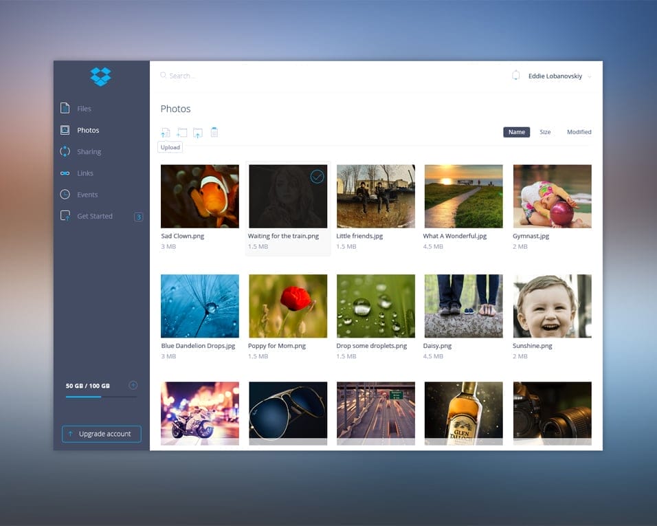 Free Dashboard UI Design PSD 89 Dropbox UI PSD