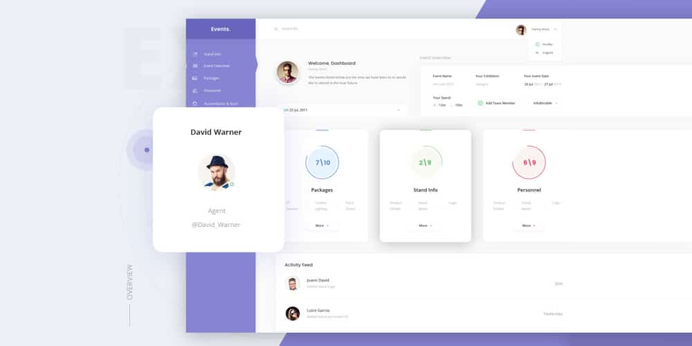Free Dashboard UI Design PSD 114 Events Dashboard PSD