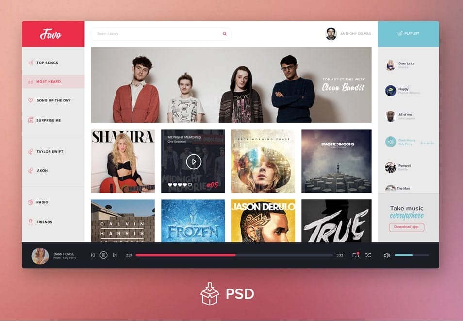 Free Dashboard UI Design PSD 92 Favo Dashboard Free PSD