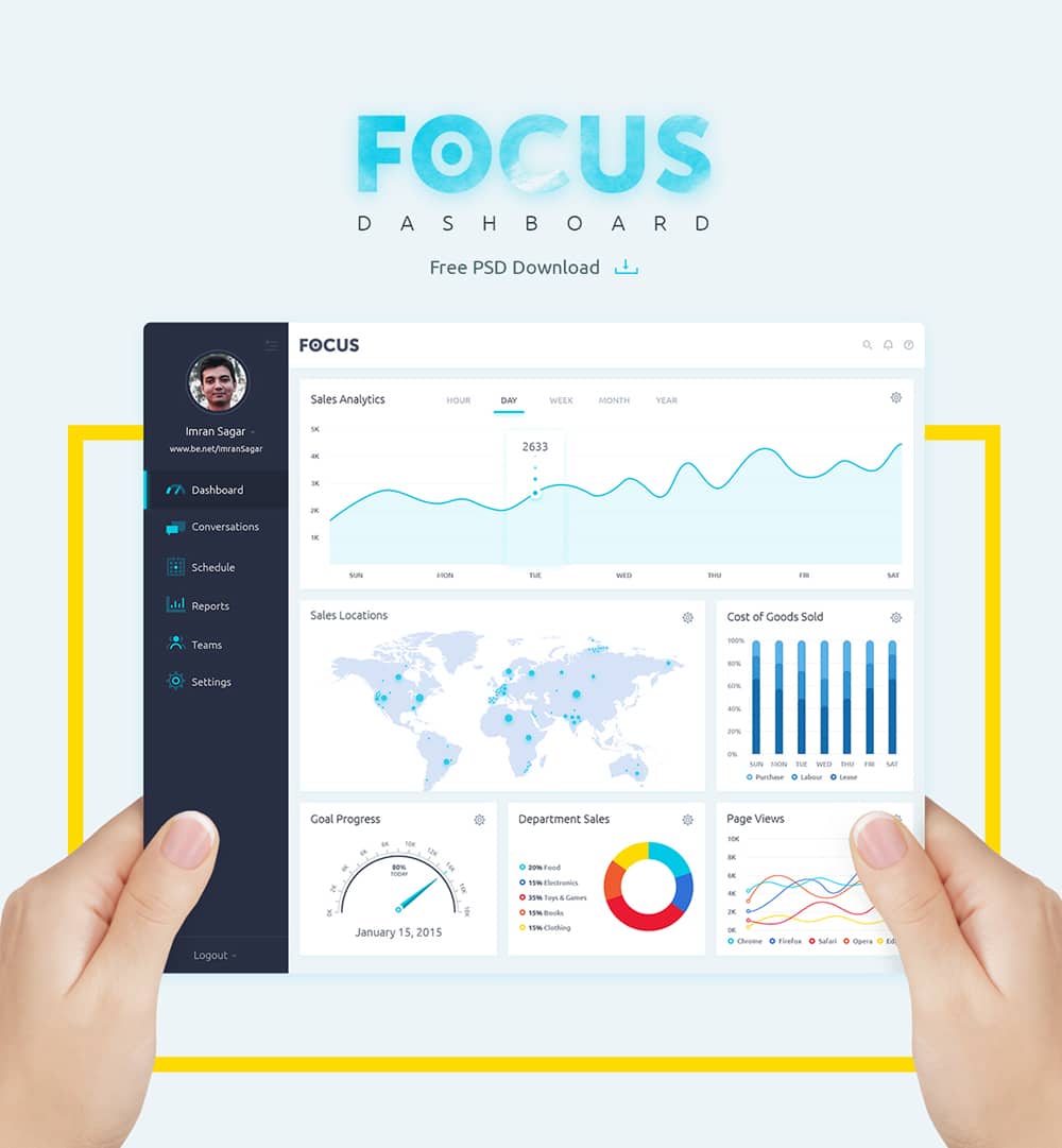 Free Dashboard UI Design PSD 60 Focus Dashboard