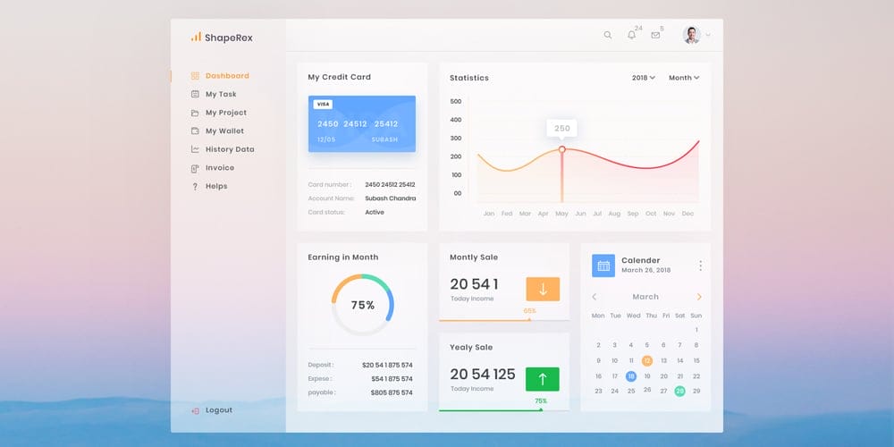Free Dashboard UI Design PSD 14 Free Dashboard Design PSD