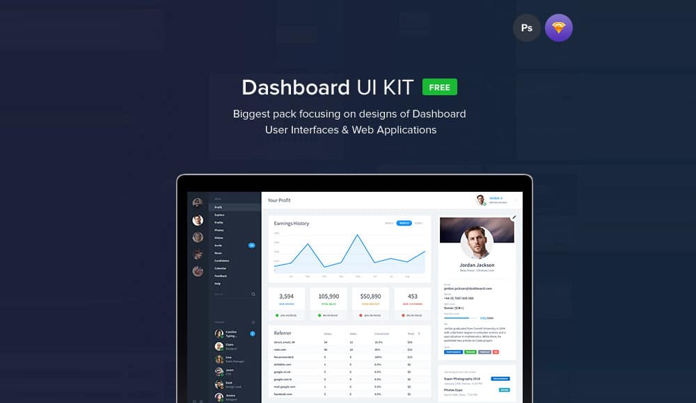 Download Free Dashboard Ui Design Psd Css Author