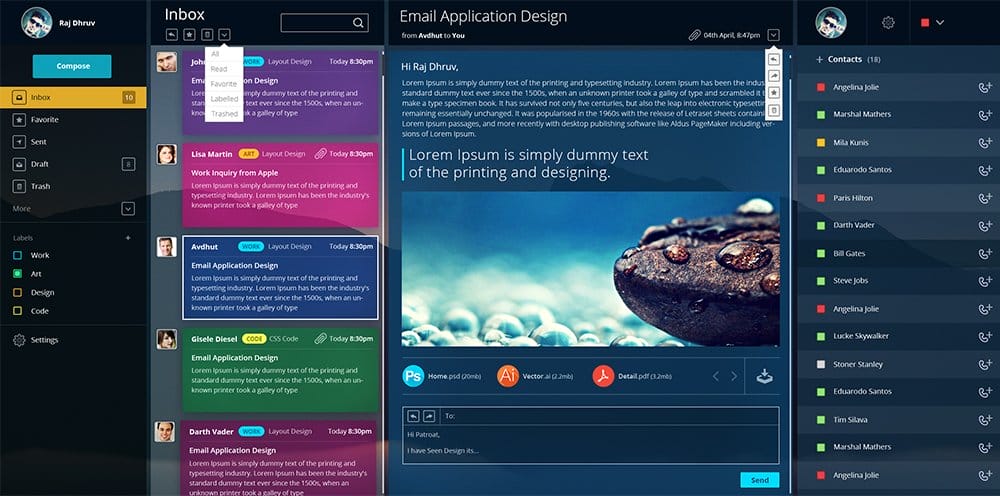 Free Dashboard UI Design PSD 26 Free Email Dashboard UI PSD