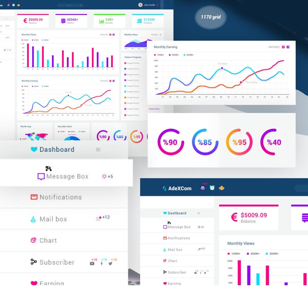Free Dashboard UI Design PSD 30 Free Samrt Admin Dashboard UI PSD