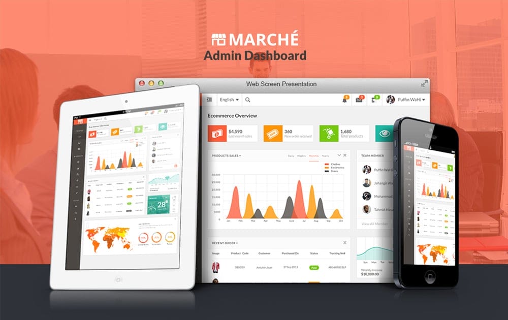 Free Dashboard UI Design PSD 70 Marche - Free Dashboard UI PSD