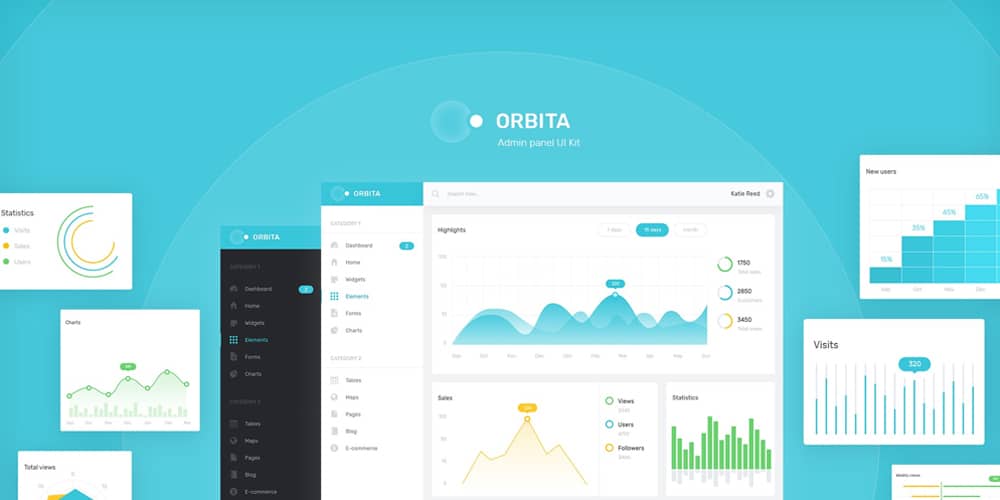 Free Dashboard UI Design PSD 48 Orbita Free Admin Panel Template PSD