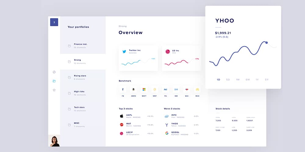 Free Dashboard UI Design PSD 12 Stock platform Dashboard PSD