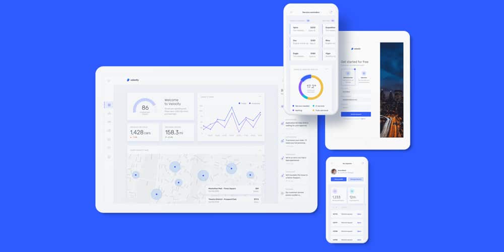 Free Dashboard UI Design PSD 4 Velocity Dashboard UI kit