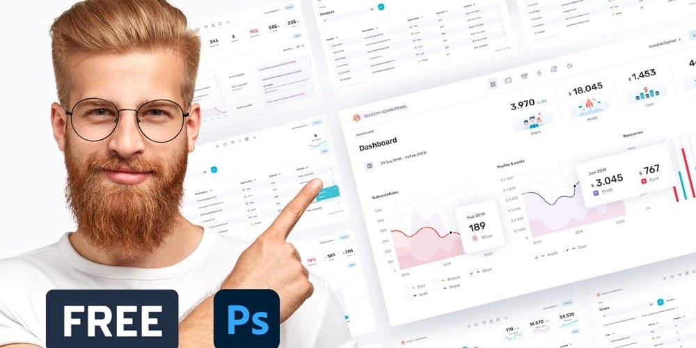Free Dashboard UI Design PSD 1 admin panel template