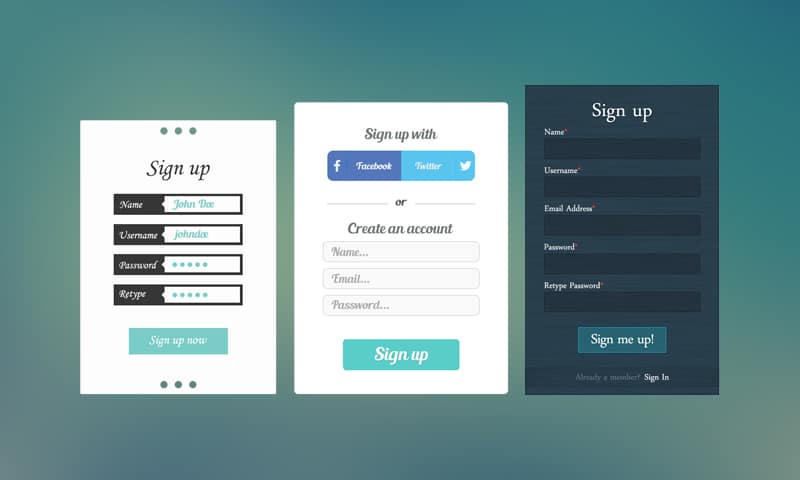3 Sign Up PSD Templates