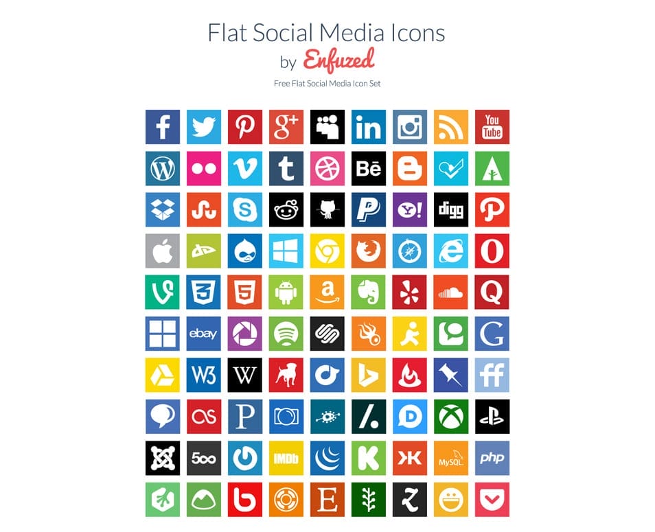 90 Free Flat Social Media Icons
