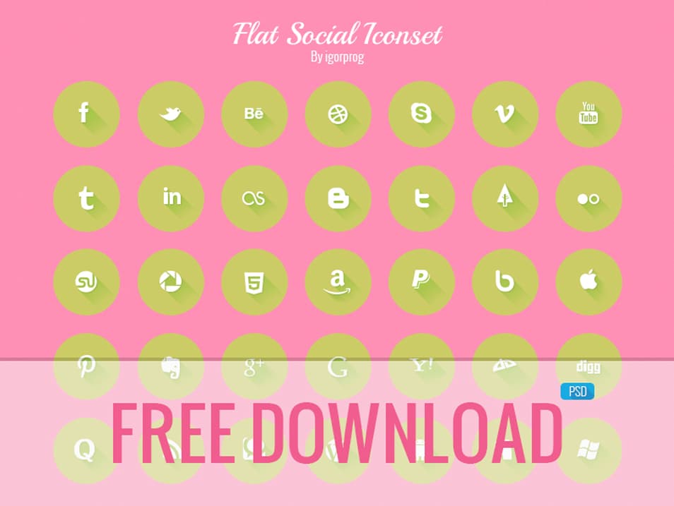 Free Flat Social Iconset