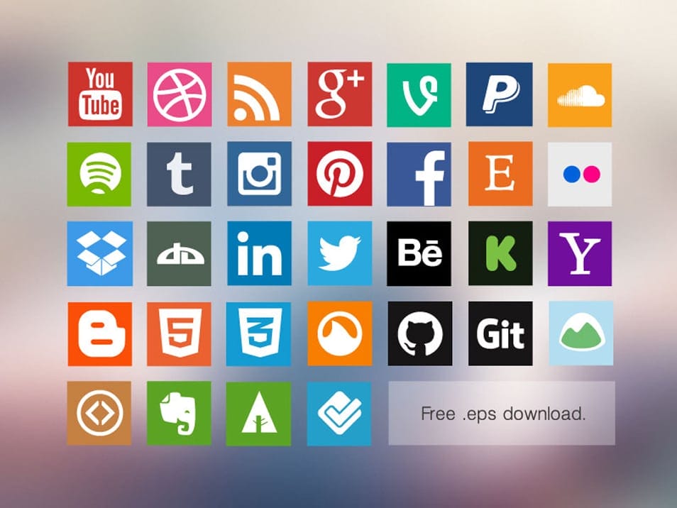 Free Flat Social Media Icon Set