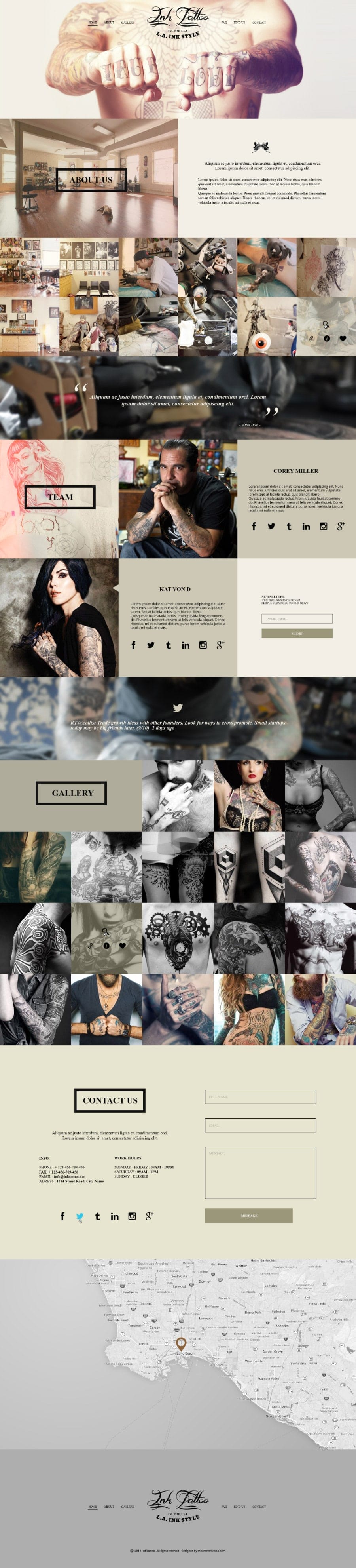 InkTattoo Free PSD One Page Template