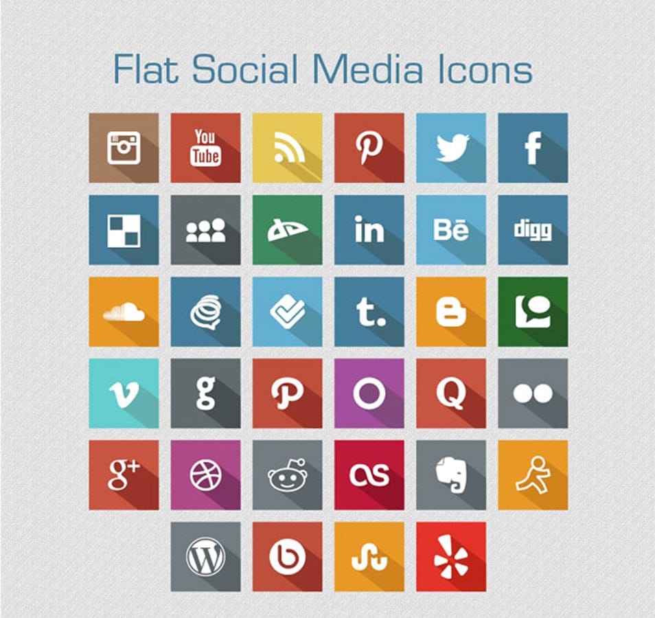 Long Shadow Flat Free Social Media Icons 2013