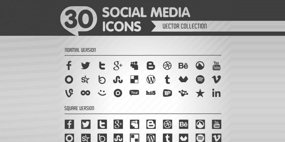 Social Flat Vector Black Icons