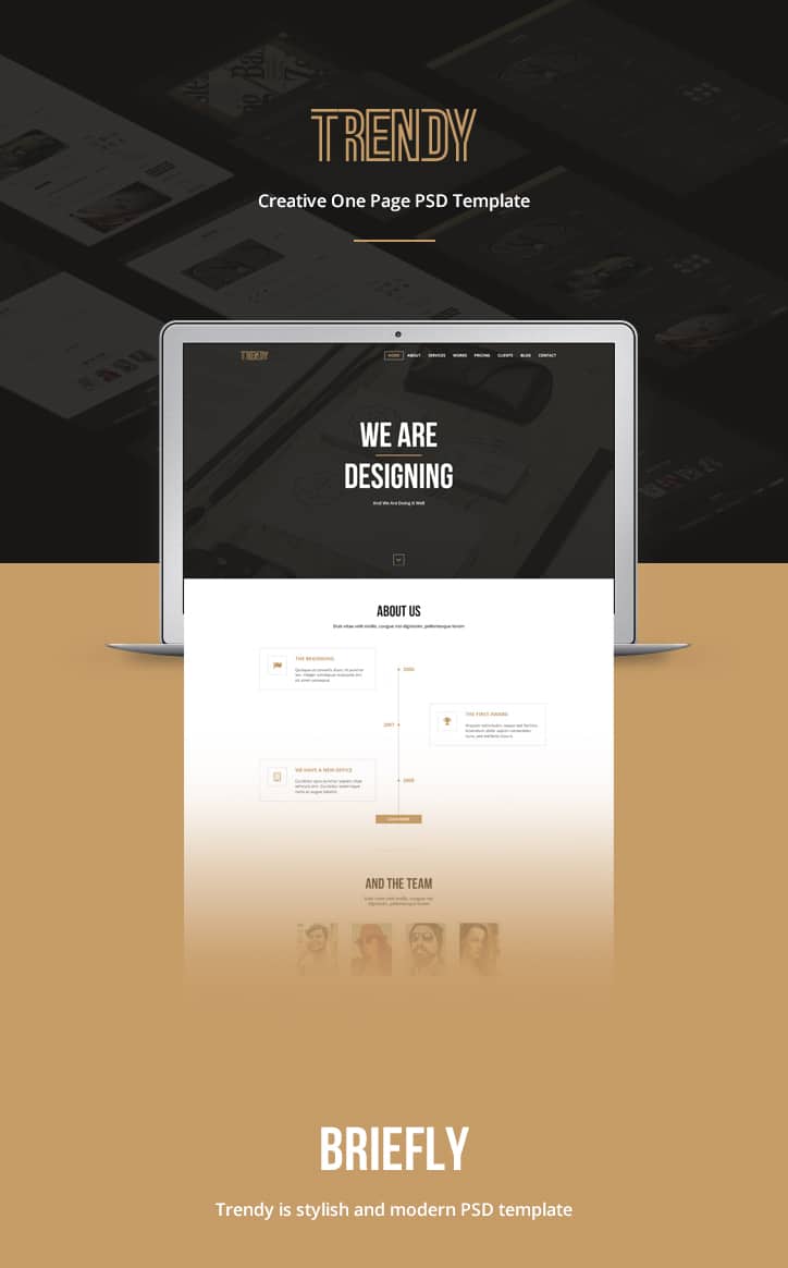 Trendy Creative One Page PSD Template