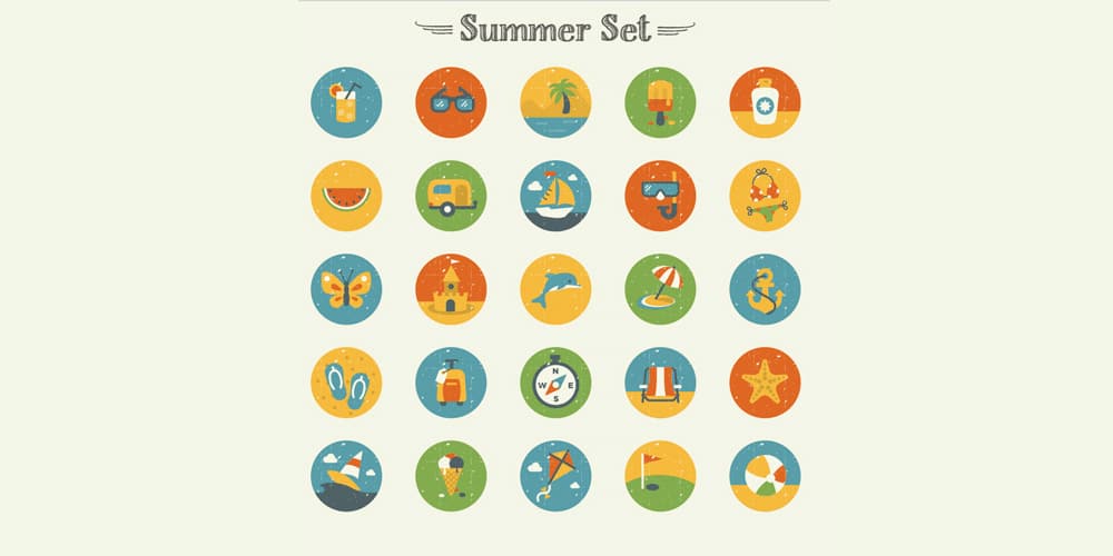 Vintage Flat Icon Set