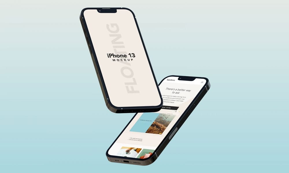 Free Floating iPhone 13 Mockup PSD
