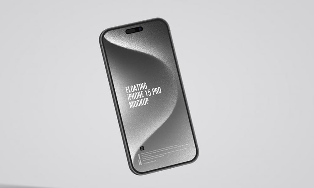 Free Floating iPhone 15 Pro Mockup PSD