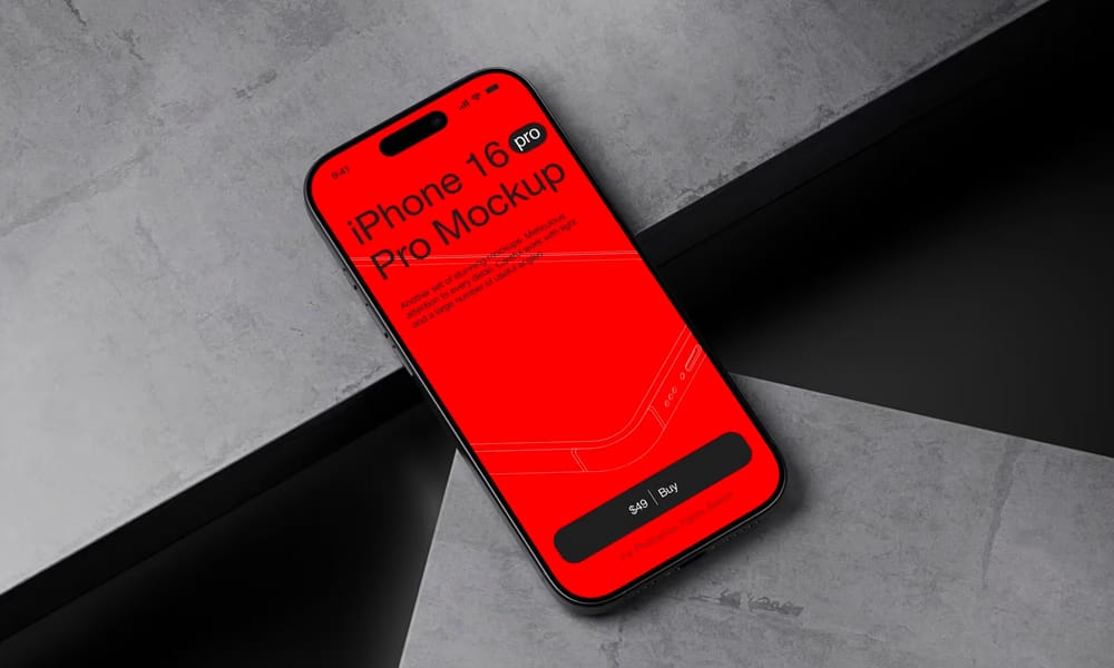 Free Sleek iPhone 16 Pro Mockup PSD