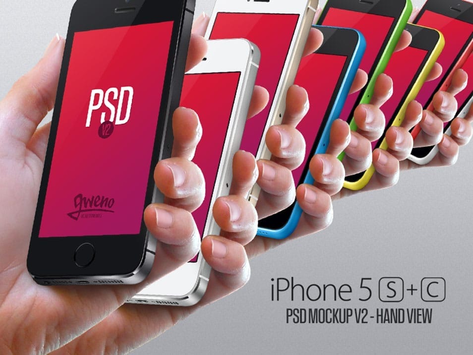 Iphone 5S 5C Mockup Hand PSD