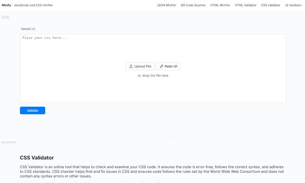 Minify CSS Validator