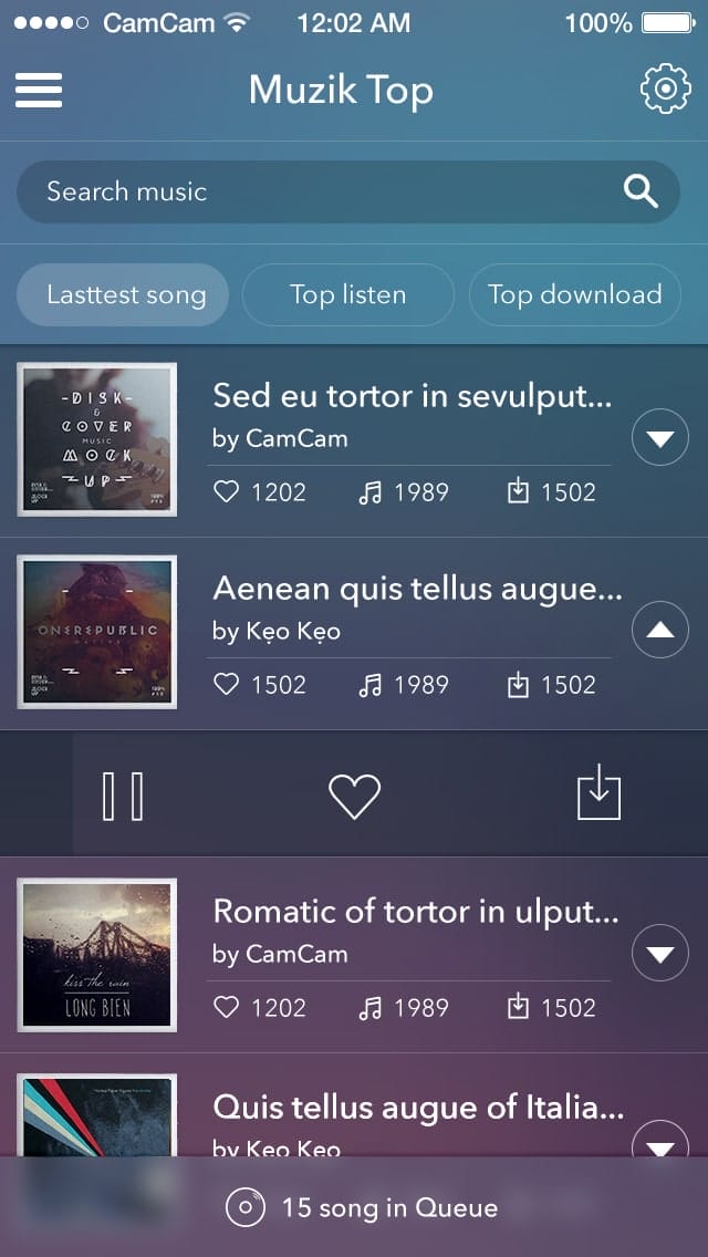 Music App UI PSD