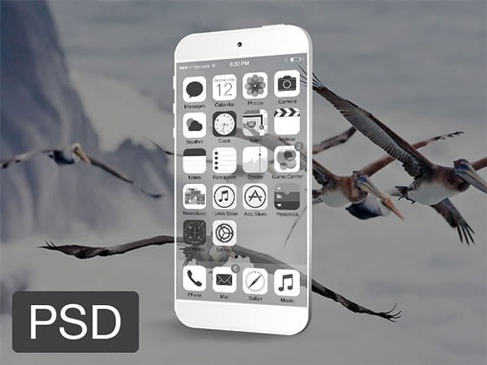 Transparent iPhone mockup PSD 