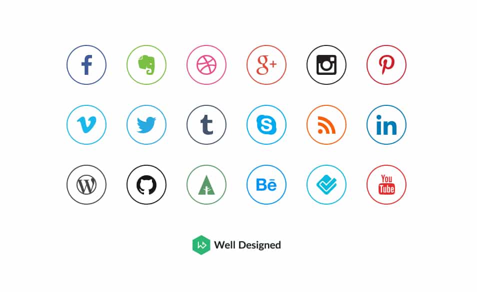 20 Social Media Outline Icons