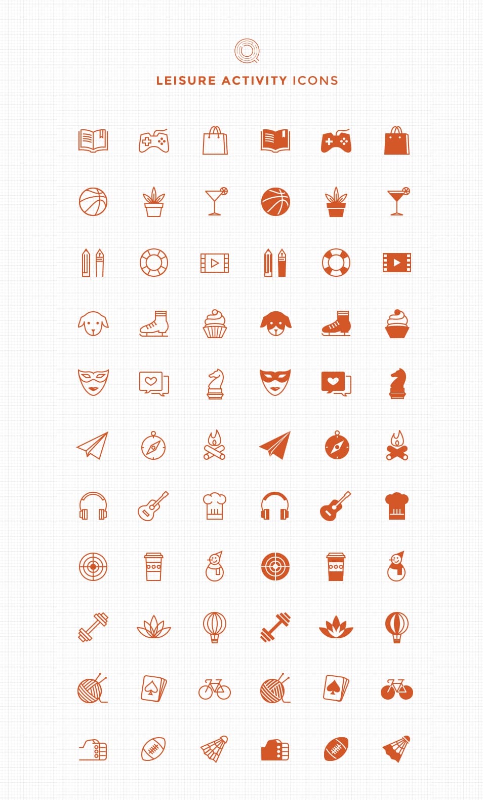 66 Free Line & Filled Leisure Activity Icons