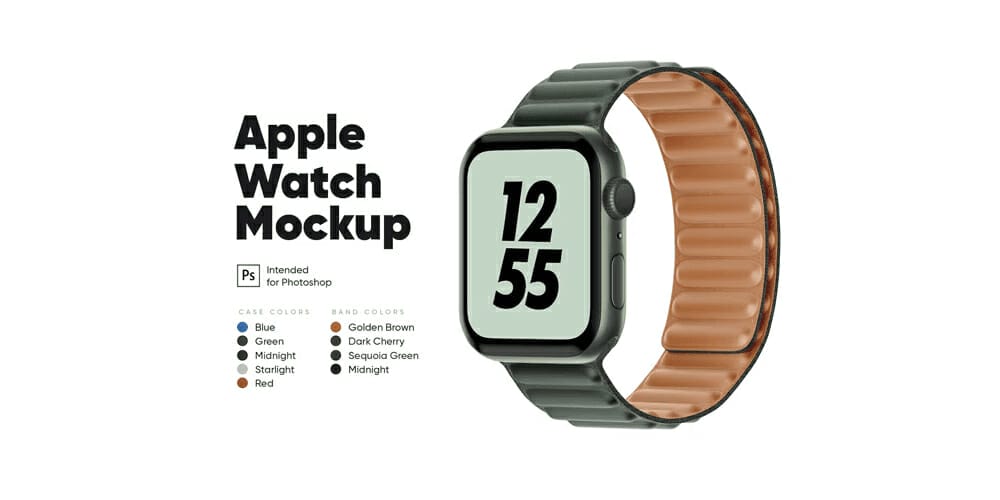 Apple Watch 7 with Leather Mockup