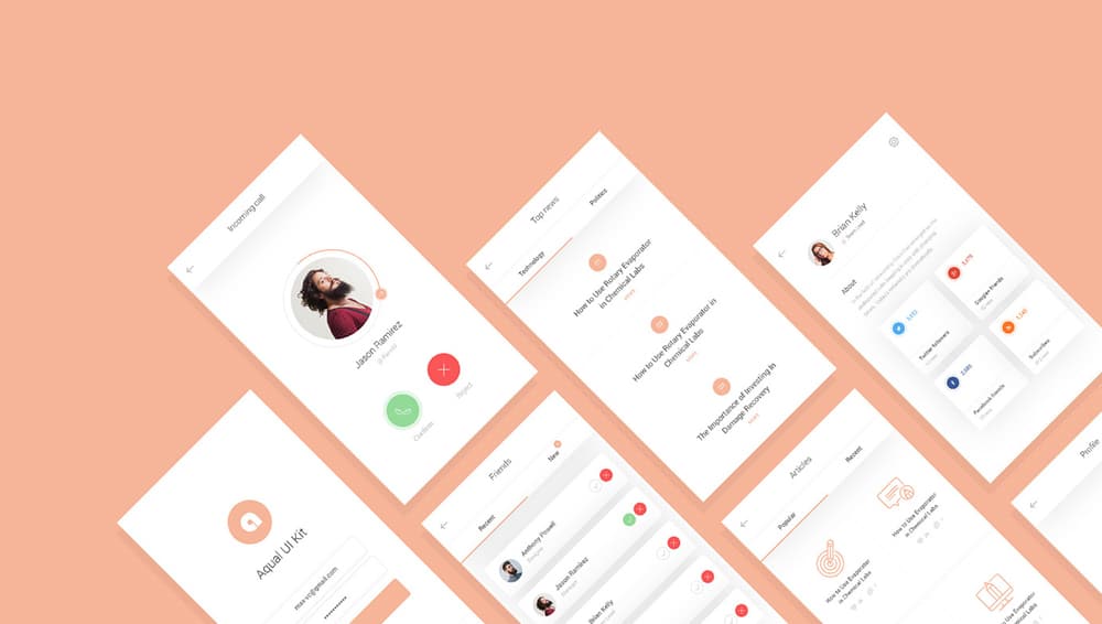 Aqual UI Kit PSD for Social Networking Apps 