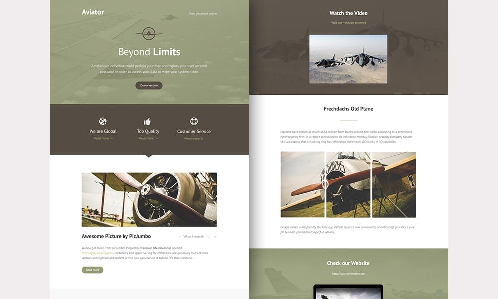 Free Email Newsletter Templates PSD 39 Aviator Responsive Email Newsletter