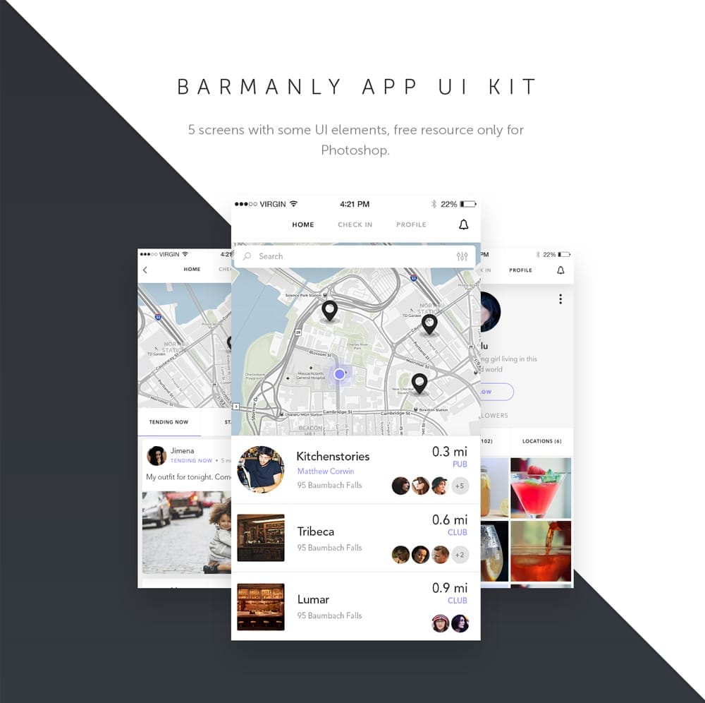 Barmanly App UI Kit PSD