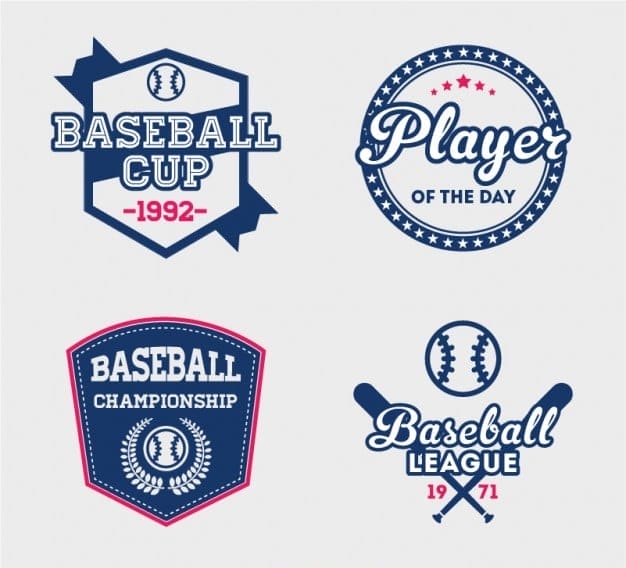 Baseball cup badges free vector