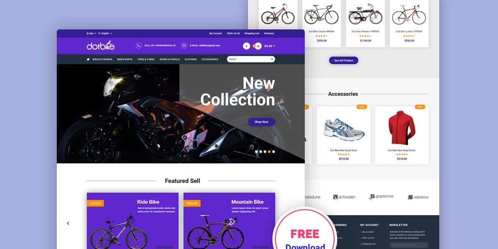 Free Ecommerce Web Templates PSD 9 Bicycle E commerce Template PSD