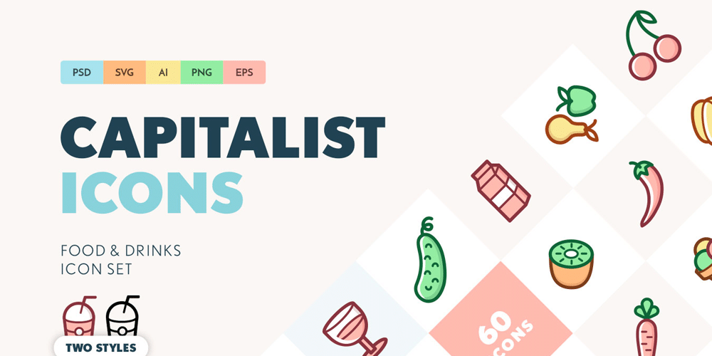 Capitalist Food and Drinks SVG Icon Set