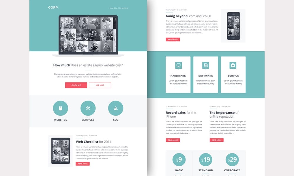 Free Email Newsletter Templates PSD 38 Corp Responsive Email Newsletter