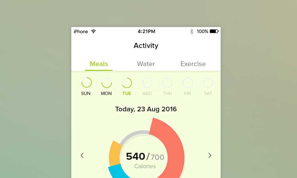 Diet Planner App UI PSD