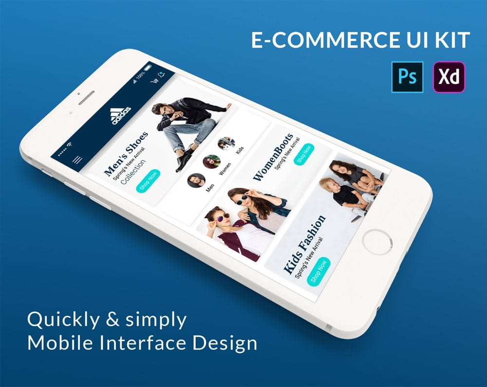 E-Commerce Mobile App UI Kit PSD