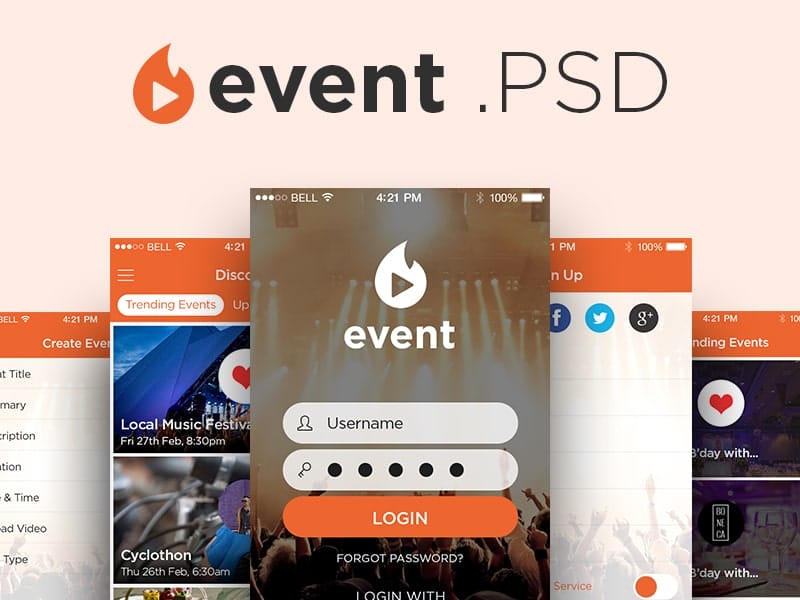 Event App UI Kit PSD