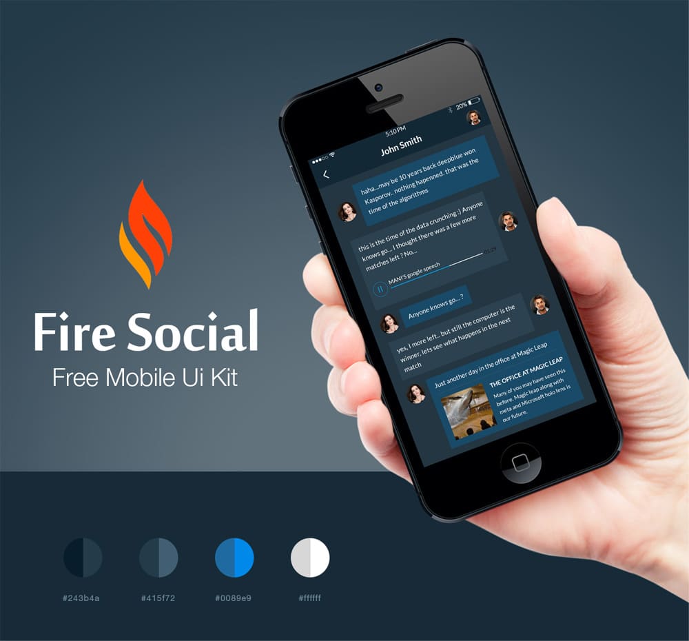 Fire Social App UI Kit PSD