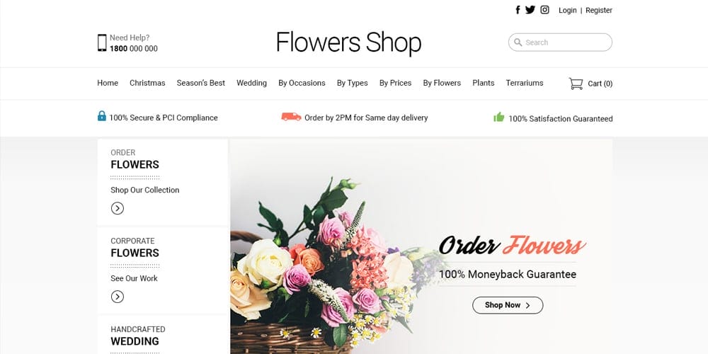 Flowershop Web Template PSD